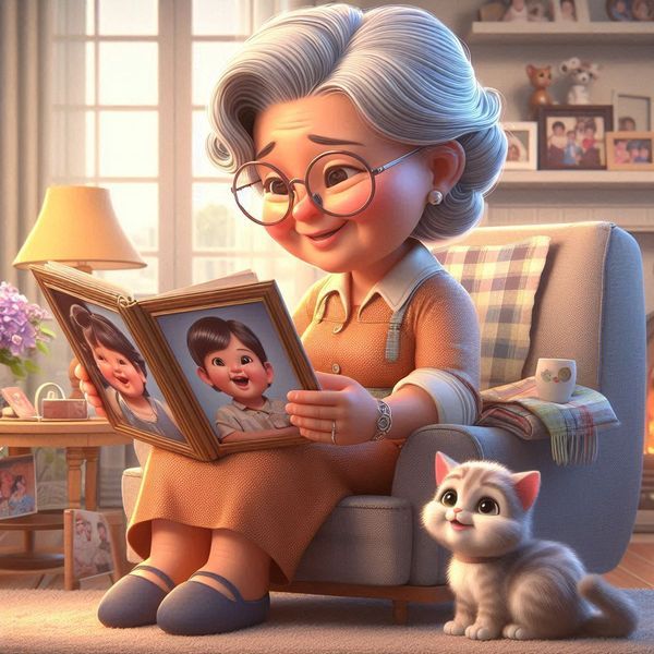 Family celebrating with a talking memory book